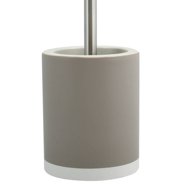 MSV Toiletborstel in houder 38 cm/zeeppompje set Moods - polyresin/kunststof - beige - Badkameraccessoireset