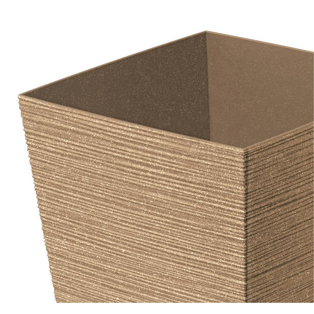 Prosperplast Plantenpot/bloempot - buiten - kunststof - lichtbruin - Eco wood look - D29 x H29 cm - Plantenpotten