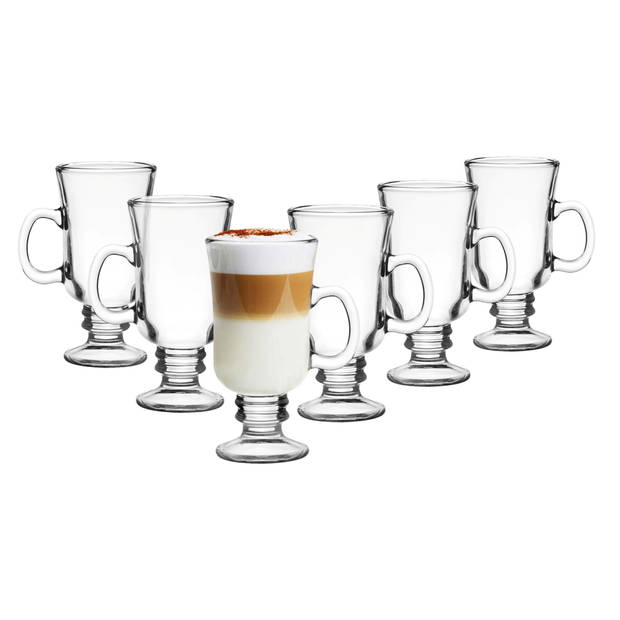 Glasmark Irish Coffee/koffie glazen Paris - transparant glas - 6x stuks - 200 ml - Koffie- en theeglazen