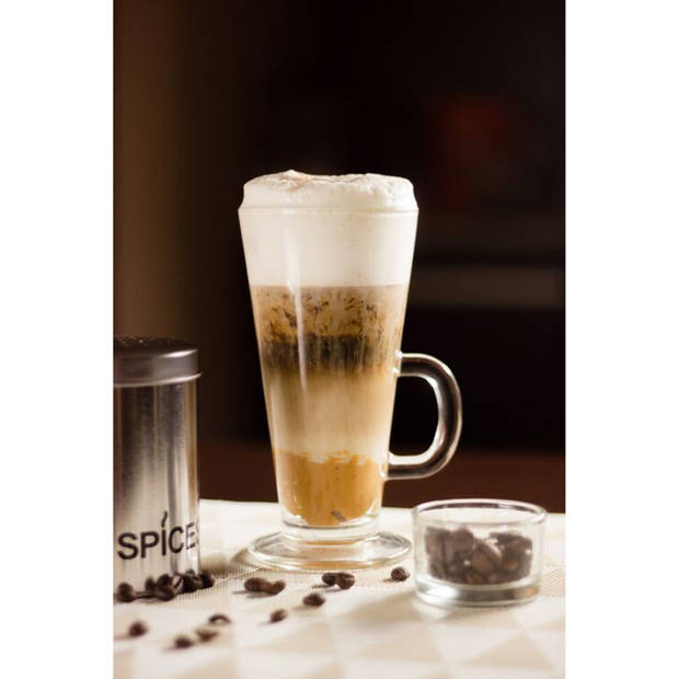 Glasmark Caffe Latte/koffie glazen Paris - transparant glas - 6x stuks - 250 ml - Koffie- en theeglazen