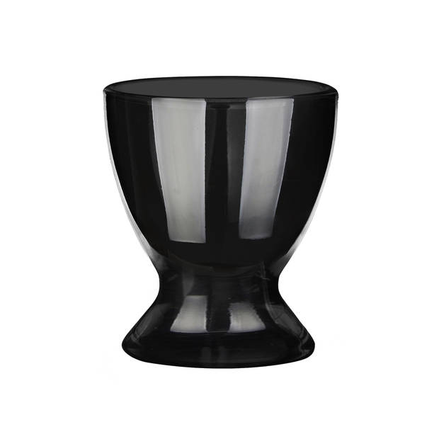 Glasmark Eierdopjes - set 12x - porselein - zwart - 6 cm - in luxe stijl - Eierdopjes
