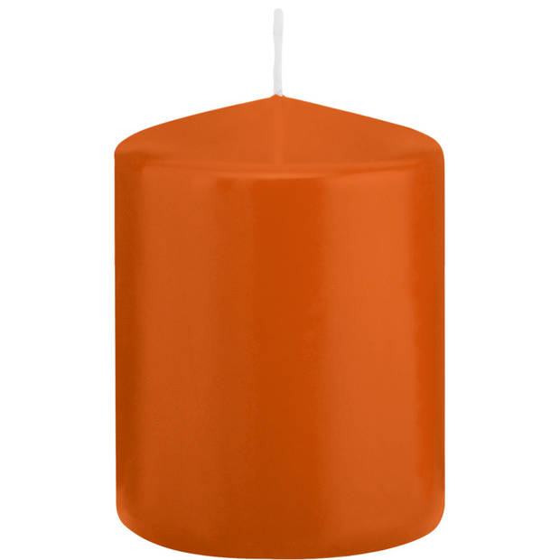 Stompkaarsen set van 2x stuks oranje 8 en 12 cm - Stompkaarsen