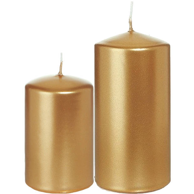Stompkaarsen set van 6x stuks goud 8 en 12 cm - Stompkaarsen