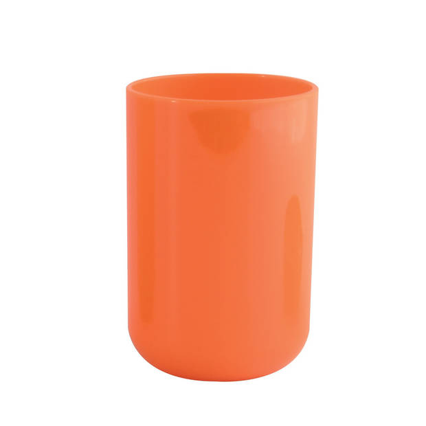 MSV Badkamer drinkbeker Porto - PS kunststof - oranje - 7 x 10 cm - Tandenborstelhouders