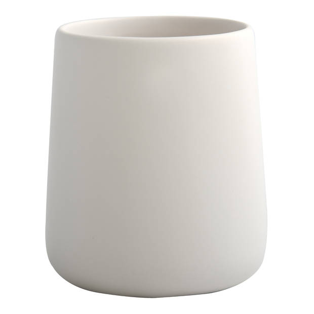 MSV Badkamer drinkbeker Malmo - Keramiek - wit - 8 x 10 cm - Tandenborstelhouders