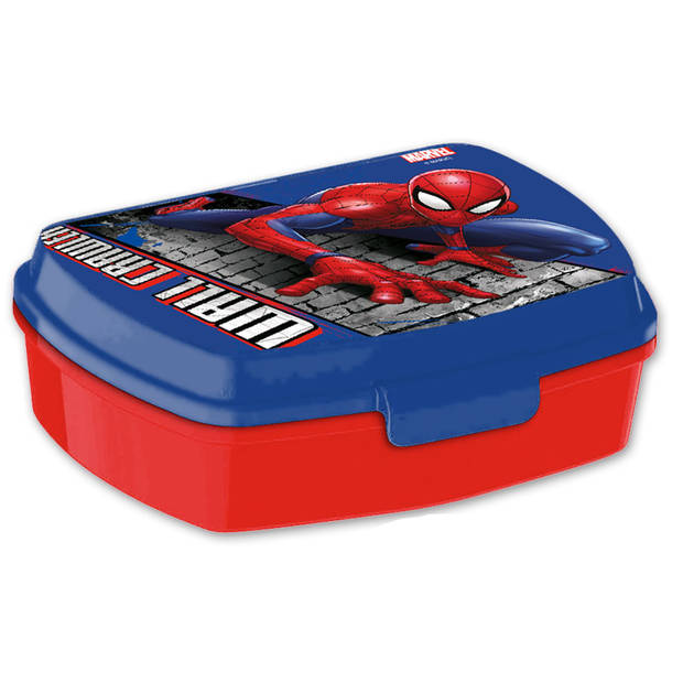 Marvel Spiderman lunchbox set voor kinderen - 3-delig - blauw - incl. gymtas/schooltas - Lunchboxen