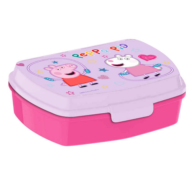 Peppa Pig lunchbox set voor kinderen - 3-delig - lila - incl. gymtas/schooltas - Lunchboxen
