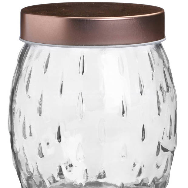 Urban Living Voorraadpot/bewaarpot Beau - 1L - glas - koperen deksel - D13 x H13 cm - Voorraadpot