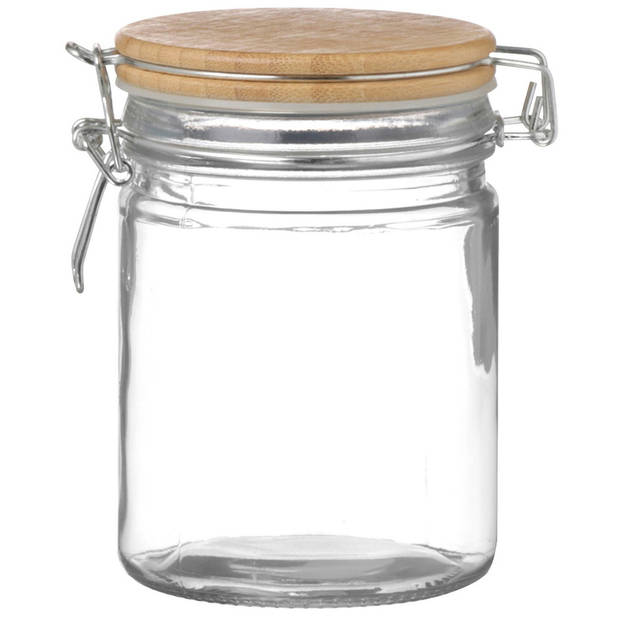 Urban Living Weckpot/inmaakpot - 2x - 700 ml - glas - met beugelsluiting - bamboe deksel - Weckpotten