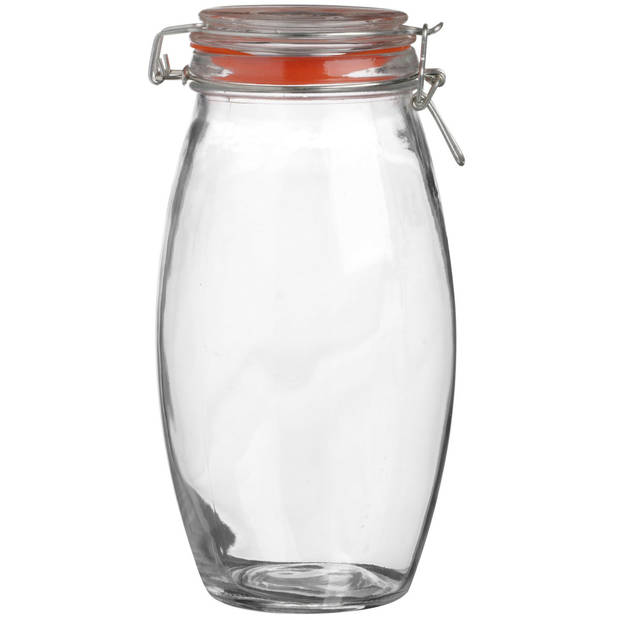 Urban Living Voorraadpot/bewaarpot - 1.9L - glas - met beugelsluiting - D12 x H25 cm - Voorraadpot