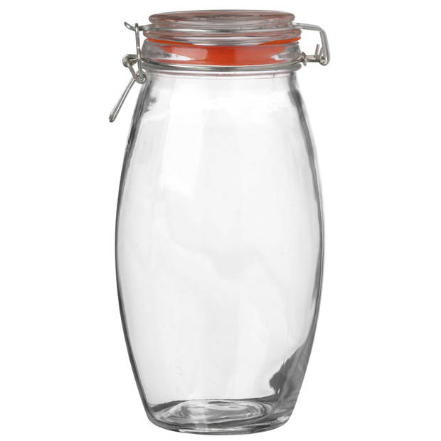 Urban Living Voorraadpot/bewaarpot - 4x - 1.9L - glas - met beugelsluiting - D12 x H25 cm - Voorraadpot