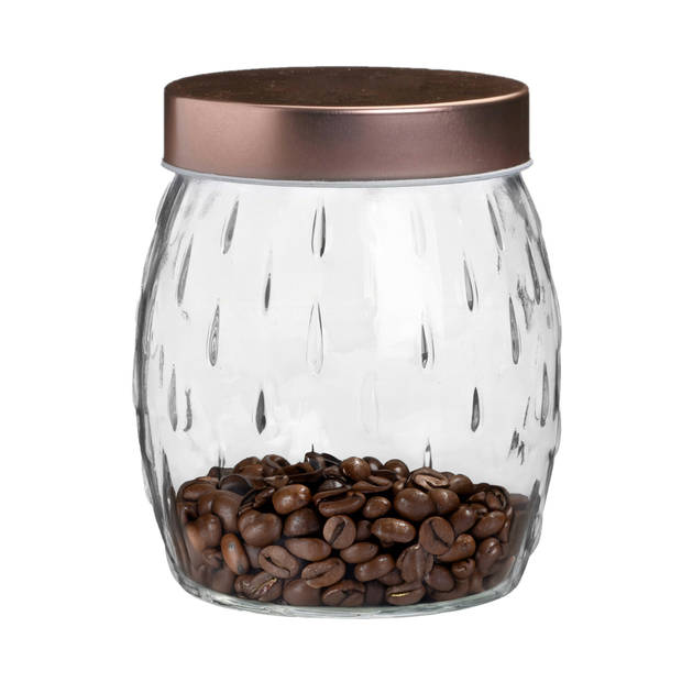 Urban Living Voorraadpot/bewaarpot Beau - 2L - glas - koperen deksel - D13 x H22 cm - Voorraadpot