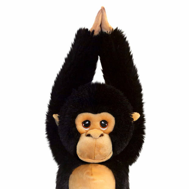 Keel Toys pluche Chimpansee aap knuffeldier - zwart/bruin - hangend - 50 cm - Knuffel bosdieren