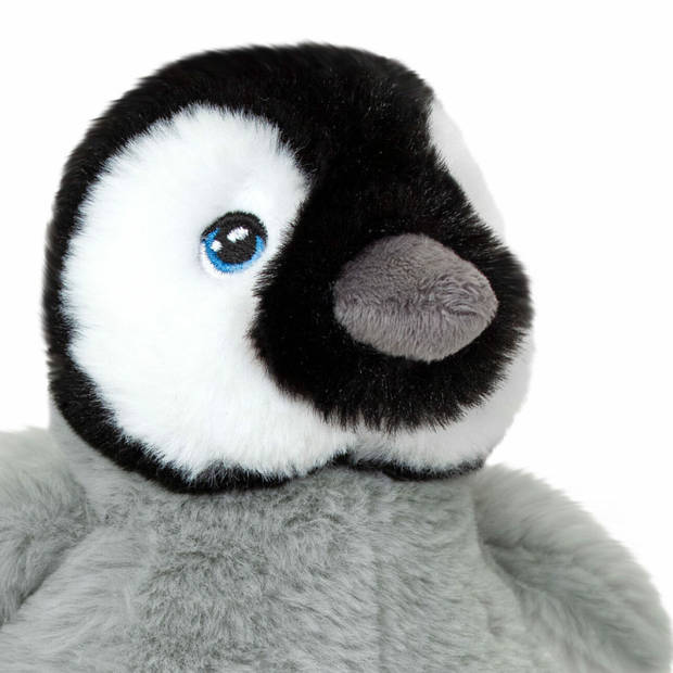 Keel Toys pluche pinguin kuiken knuffeldier - grijs/zwart - staand - 25 cm - Knuffeldier