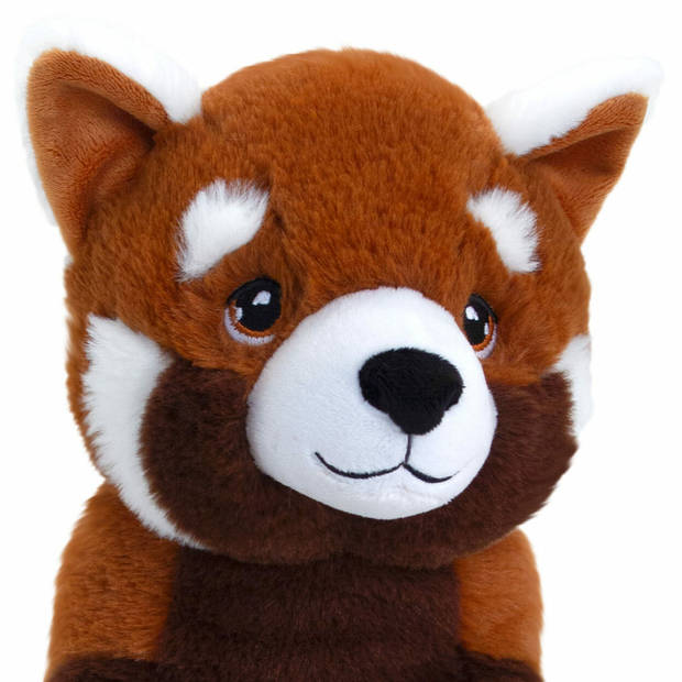 Keel Toys pluche rode Panda knuffeldier - rood/wit - zittend - 30 cm - Knuffel bosdieren
