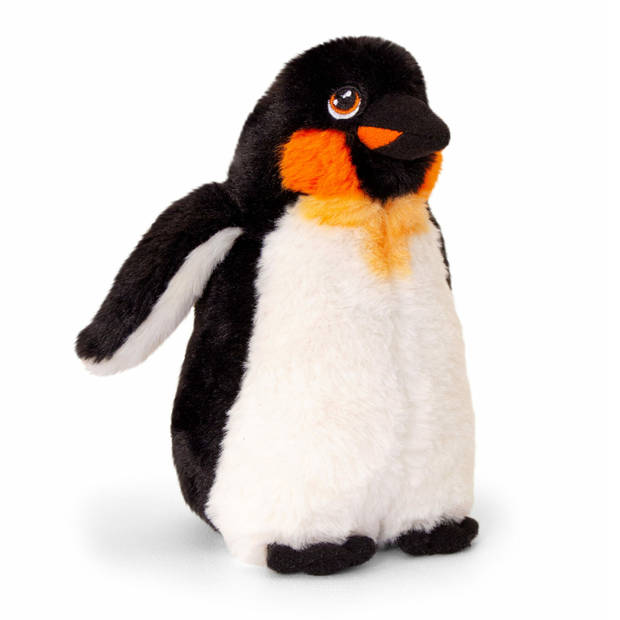 Keel Toys pluche Keizer pinguin met jong knuffeldieren - wit/zwart - staand - 25 cm - Knuffeldier