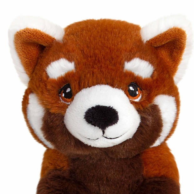 Keel Toys pluche rode Panda knuffeldier - rood/wit - zittend - 25 cm - Knuffel bosdieren