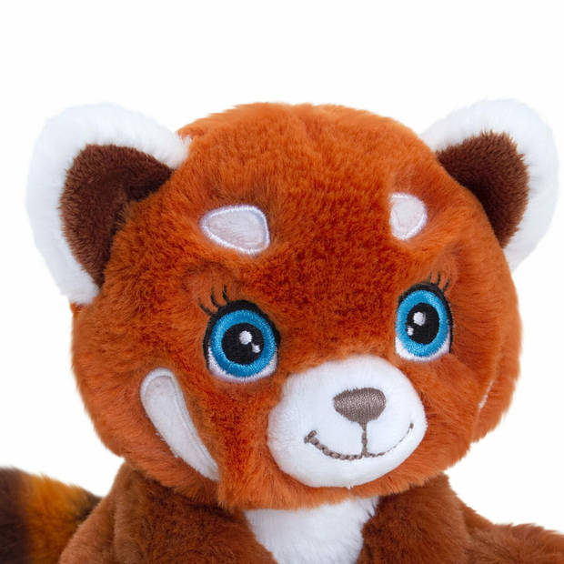Keel Toys pluche rode Panda knuffeldier - rood/wit - zittend - 16 cm - Knuffel bosdieren