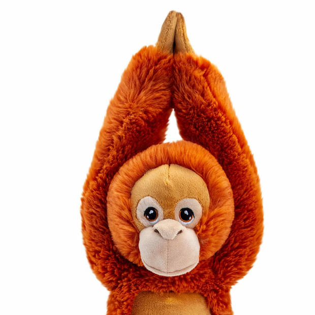 Keel Toys pluche Orang Utan aap knuffeldier - rood/bruin - hangend - 50 cm - Knuffel bosdieren