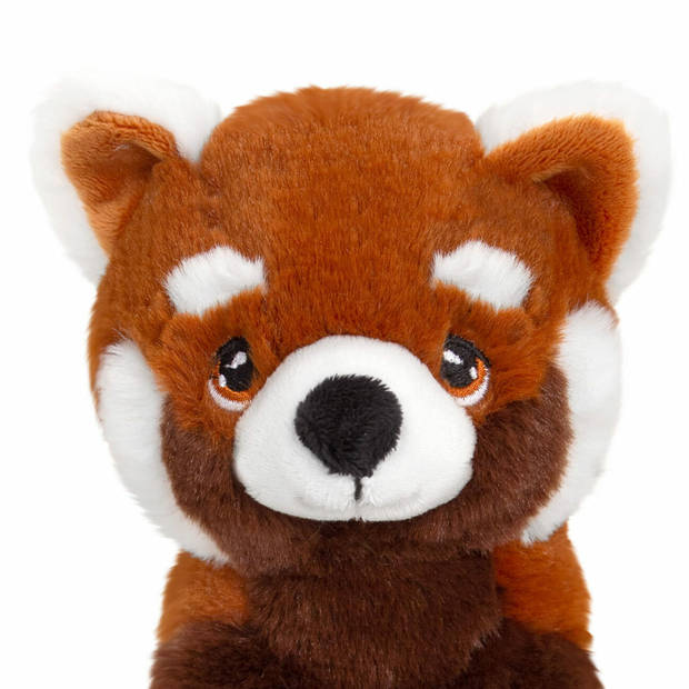Keel Toys pluche rode Panda knuffeldier - rood/wit - zittend - 18 cm - Knuffel bosdieren