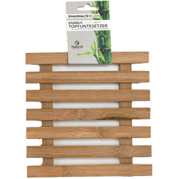 Haushaltshelden pannenonderzetters - 3x - vierkant - D17 cm - bamboe hout - Panonderzetters