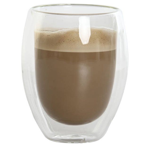 Items koffieglazen dubbelwandig - set 6x - latte macchiato glazen - 350 ml - Koffie- en theeglazen