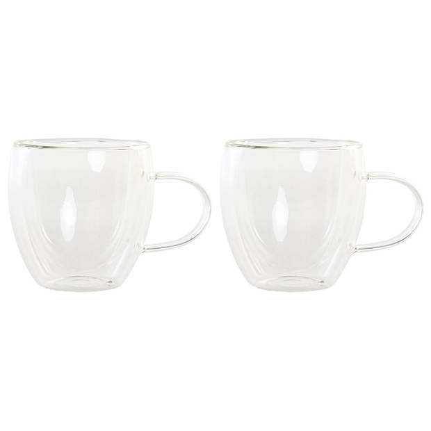 Items koffieglazen dubbelwandig - set 4x - cappuccino glazen - 250 ml - Koffie- en theeglazen