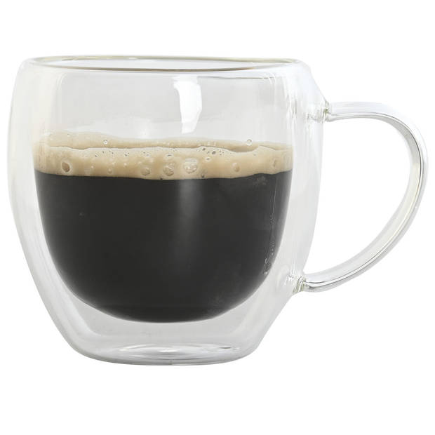 Items koffieglazen/theeglazen dubbelwandig - set 2x - cappuccino glazen - 250 ml - Koffie- en theeglazen