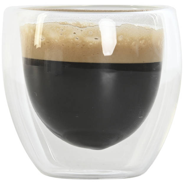 Items koffieglazen/theeglazen dubbelwandig - set 6x - espresso glazen - 100 ml - Koffie- en theeglazen