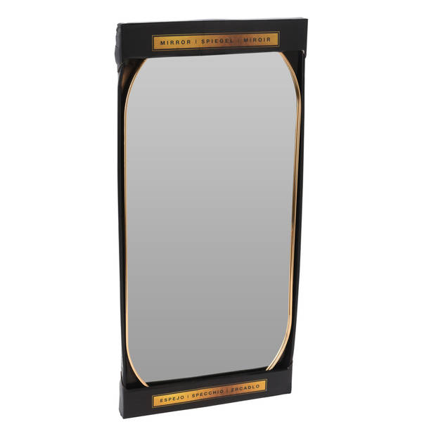 Home & Styling Ovale wandspiegel - goud - metalen frame - 50 x 25 cm - Spiegels