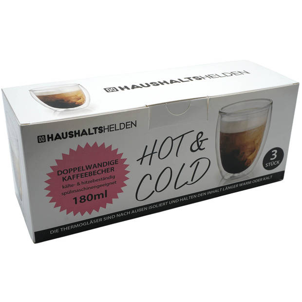 Koffieglazen/theeglazen - 6x - dubbelwandig - transparant glas - 180 ml - Koffie- en theeglazen