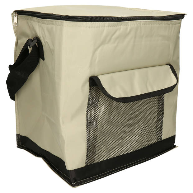 Leknes koeltas model Salou -i¿½Medium Size strand/camping - 31 x 23 x 33 cm - 2 vakken - beige - Koeltas