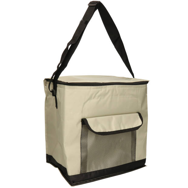 Leknes koeltas model Salou -i¿½Medium Size strand/camping - 31 x 23 x 33 cm - 2 vakken - beige - Koeltas