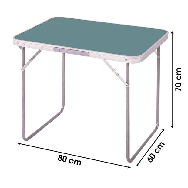 Sunnydays camping tafel - aluminium - opvouwbaar - blauw - L80 x B60 x H70 cm - Bijzettafels - Campingtafels