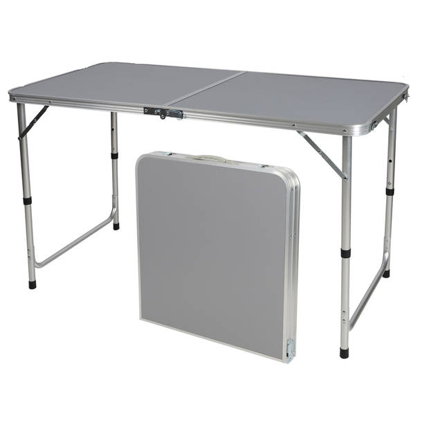 Sunnydays camping tafel - aluminium - opvouwbaar - grijs - L120 x B60 x H67 cm - Bijzettafels - Campingtafels