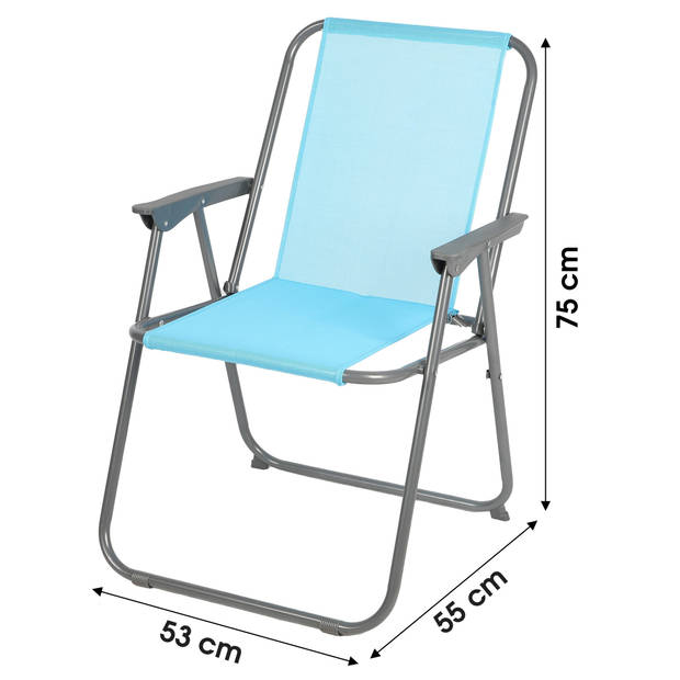 Sunnydays Picnic camping/strand stoel - aluminium - inklapbaar - blauw - L53 x B55 x H75 cm - Campingstoelen
