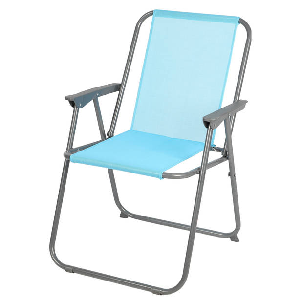 Sunnydays Picnic camping/strand stoel - aluminium - inklapbaar - blauw - L53 x B55 x H75 cm - Campingstoelen