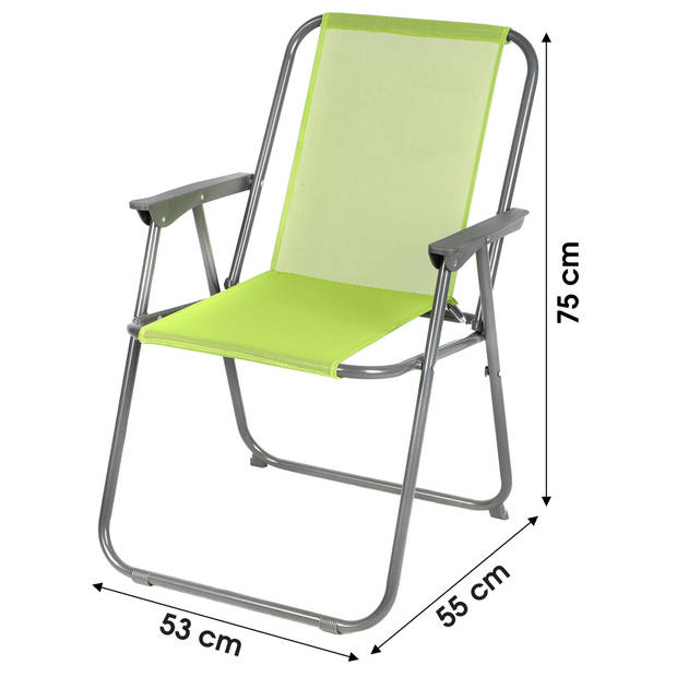 Sunnydays Picnic camping/strand stoel - 2x - aluminium - inklapbaar - groen - L53 x B55 x H75 cm - Campingstoelen