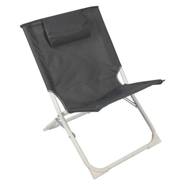 Sunnydays Havana camping/strand stoel - aluminium - inklapbaar - grijs - L49 x B62 x H61 cm - Campingstoelen