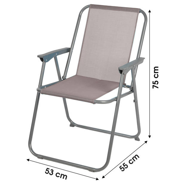 Sunnydays Picnic camping/strand stoel - 4x - aluminium - inklapbaar - beige - L53 x B55 x H75 cm - Campingstoelen