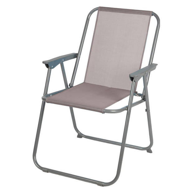 Sunnydays Picnic camping/strand stoel - 2x - aluminium - inklapbaar - beige - L53 x B55 x H75 cm - Campingstoelen