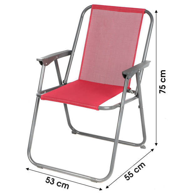 Sunnydays Picnic camping/strand stoel - aluminium - inklapbaar - roze - L53 x B55 x H75 cm - Campingstoelen