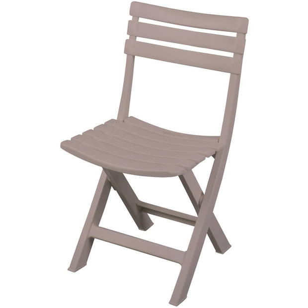 Sunnydays Klapstoel voor buiten/binnen - 2x - beige - 41 x 79 cm - stevig kunststof - Bijzet stoelen - Klapstoelen