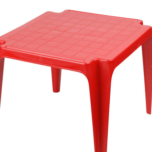 Sunnydays Kindertafel - rood - kunststof - buiten/binnen - L56 x B51 x H44 cm - Bijzettafels - Bijzettafels