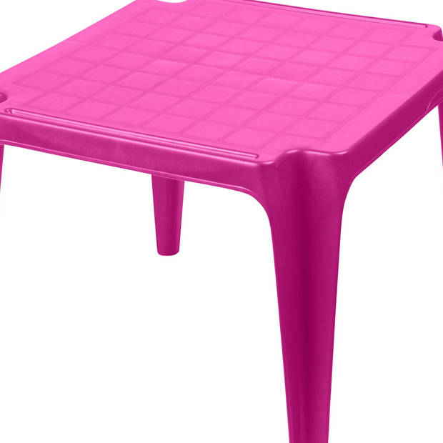 Sunnydays Kindertafel - roze - kunststof - buiten/binnen - L56 x B51 x H44 cm - Bijzettafels - Bijzettafels