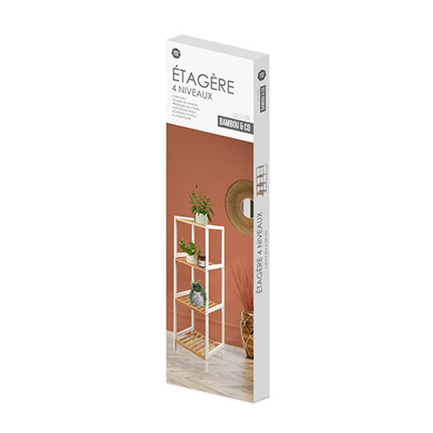 Urban Living Douche/badkamer opberg rekje - bamboe - 4 lagen - 35 x 30 x 100 cm - Badkamerkastjes