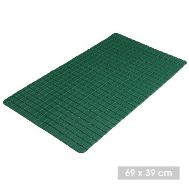 Urban Living Badkamer/douche anti slip mat - rubber - voor op de vloer - donkergroen - 39 x 69 cm - Badmatjes