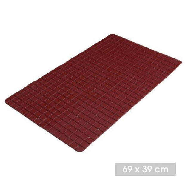 Urban Living Badkamer/douche anti slip mat - rubber - voor op de vloer - donkerrood - 39 x 69 cm - Badmatjes
