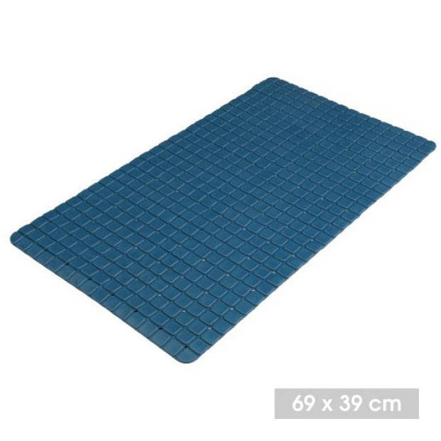 Urban Living Badkamer/douche anti slip mat - rubber - voor op de vloer - donkerblauw - 39 x 69 cm - Badmatjes