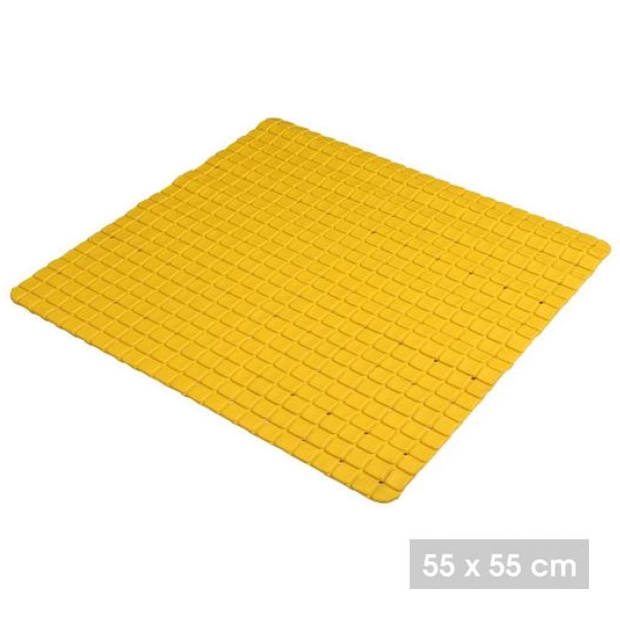 Urban Living Badkamer/douche anti slip mat - rubber - voor op de vloer - okergeel - 55 x 55 cm - Badmatjes